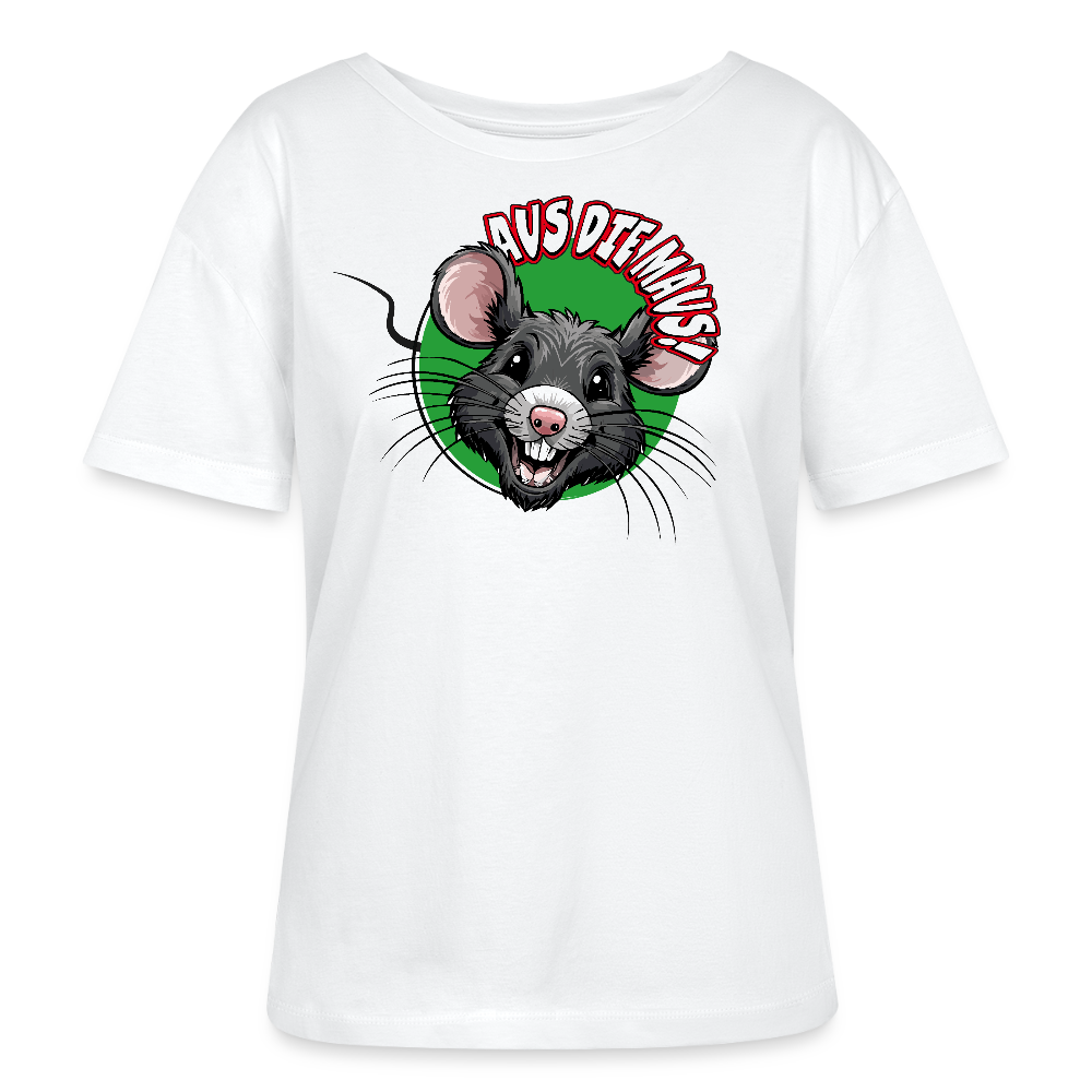 Frauen T-Shirt mit AUS DIE MAUS PRINT - Weiß