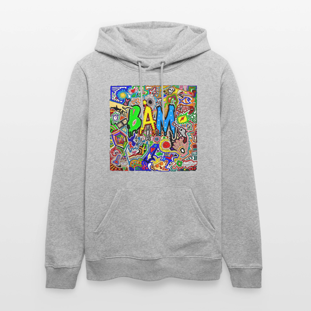 Unisex Bio-Hoodie mit BÄM PRINT - Grau meliert