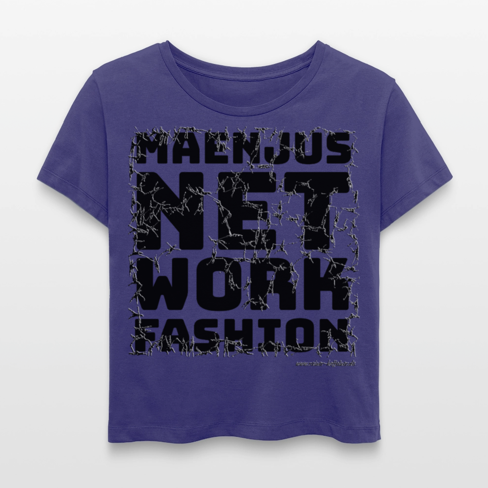 Relaxed Rundhals Frauen Bio-T-Shirt mit MAENJUS NETWORK FASHION PRINT - Dämmerung