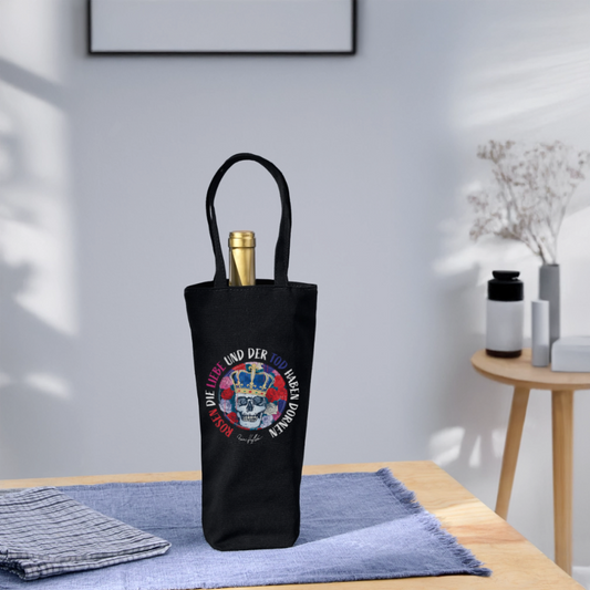 Geschenkbeutel für Flaschen mit ROSEN DIE LIEBE UND DER TOD HABEN DORNEN PRINT - Schwarz