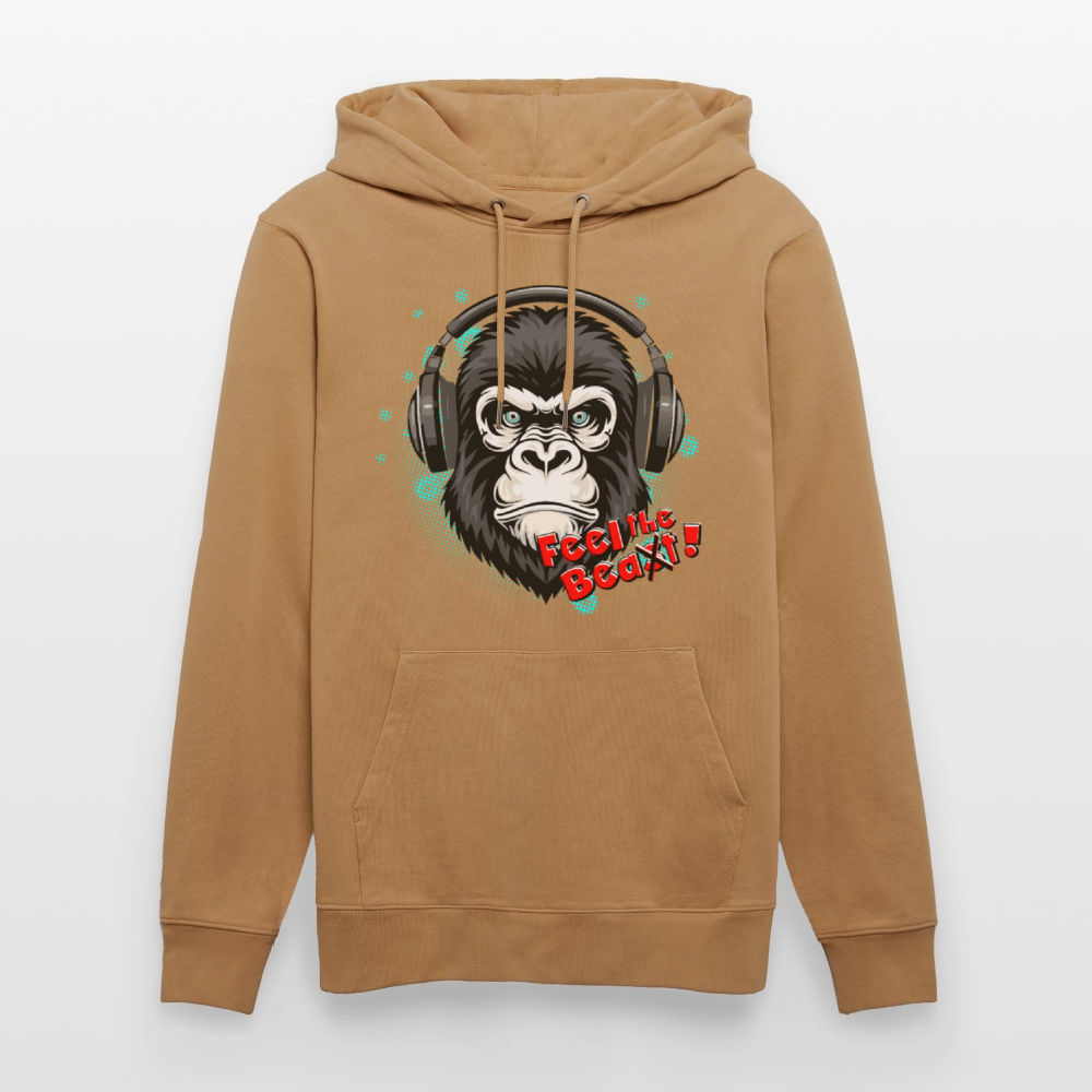 Unisex Hoodie mit FEEL THE BEA(S)T PRINT - Karamell