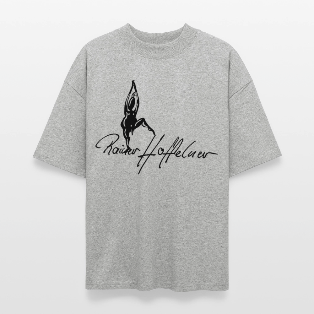 Oversized Unisex T-Shirt mit TUSCHEMÄNNCHEN PRINT - Grau meliert