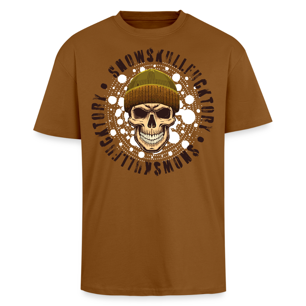 Heavy Oversize T-Shirt mit SNOWSKULL braun PRINT - Toffee