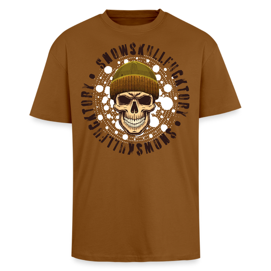 Heavy Oversize T-Shirt mit SNOWSKULL braun PRINT - Toffee