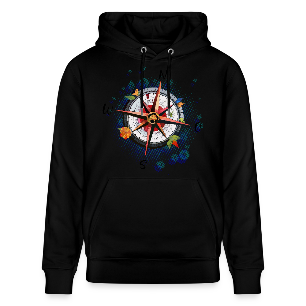 Unisex Hoodie mit WINDROSE PRINT - Schwarz