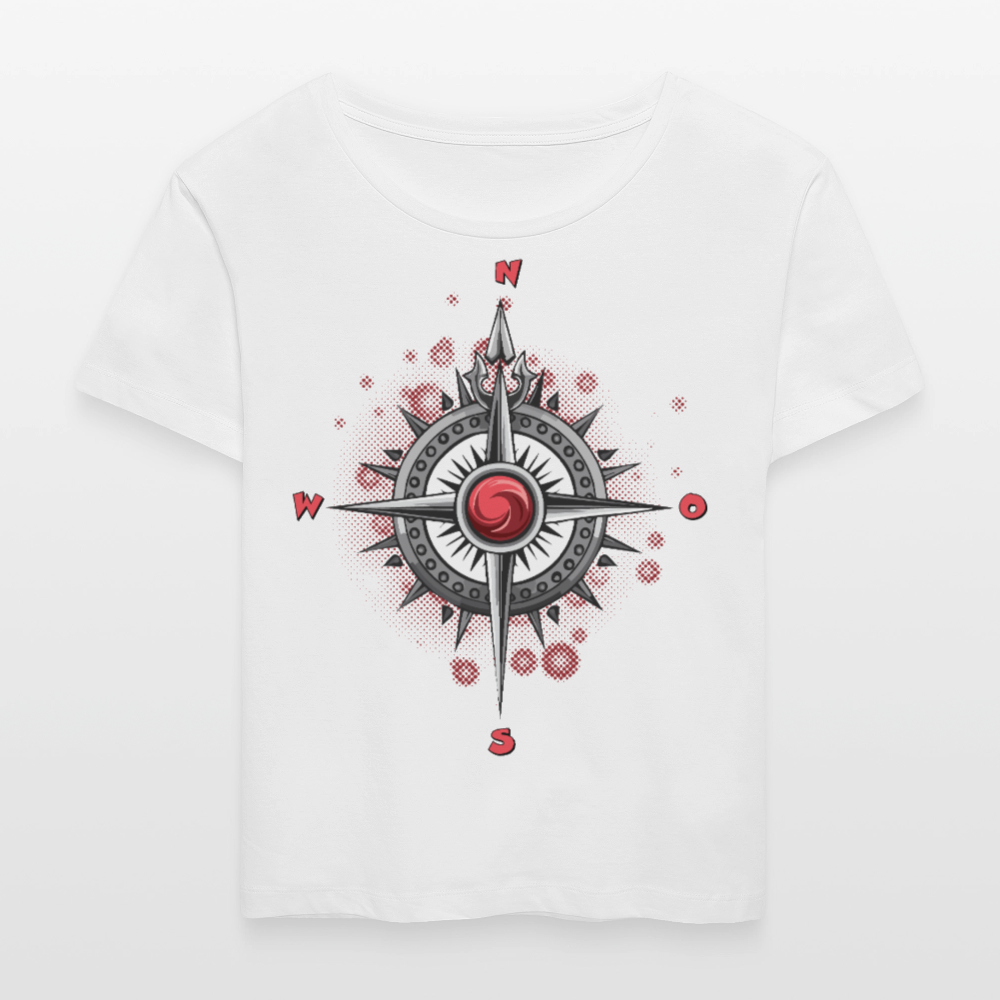 Frauen T-Shirt mit WINDROSE PRINT - Weiß