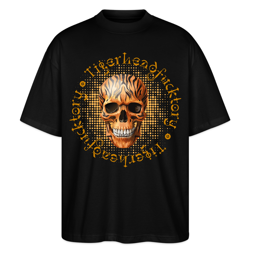 Oversized Unisex T-Shirt mit TIGERHEAD SKULL PRINT - Schwarz