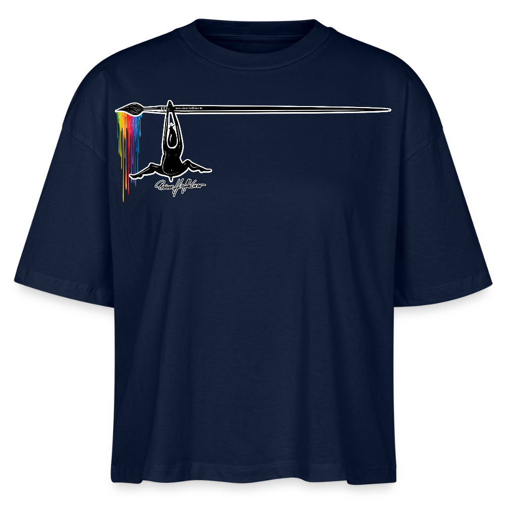 Frauen Boxy Bio-T-Shirt mit MÄNNLE PRINT - Navy