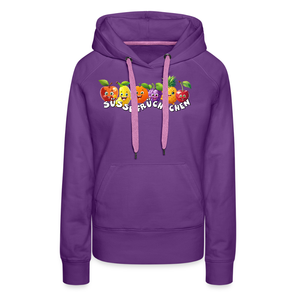 Frauen Premium Hoodie mit SÜSSE FRÜCHTCHEN PRINT - Purple