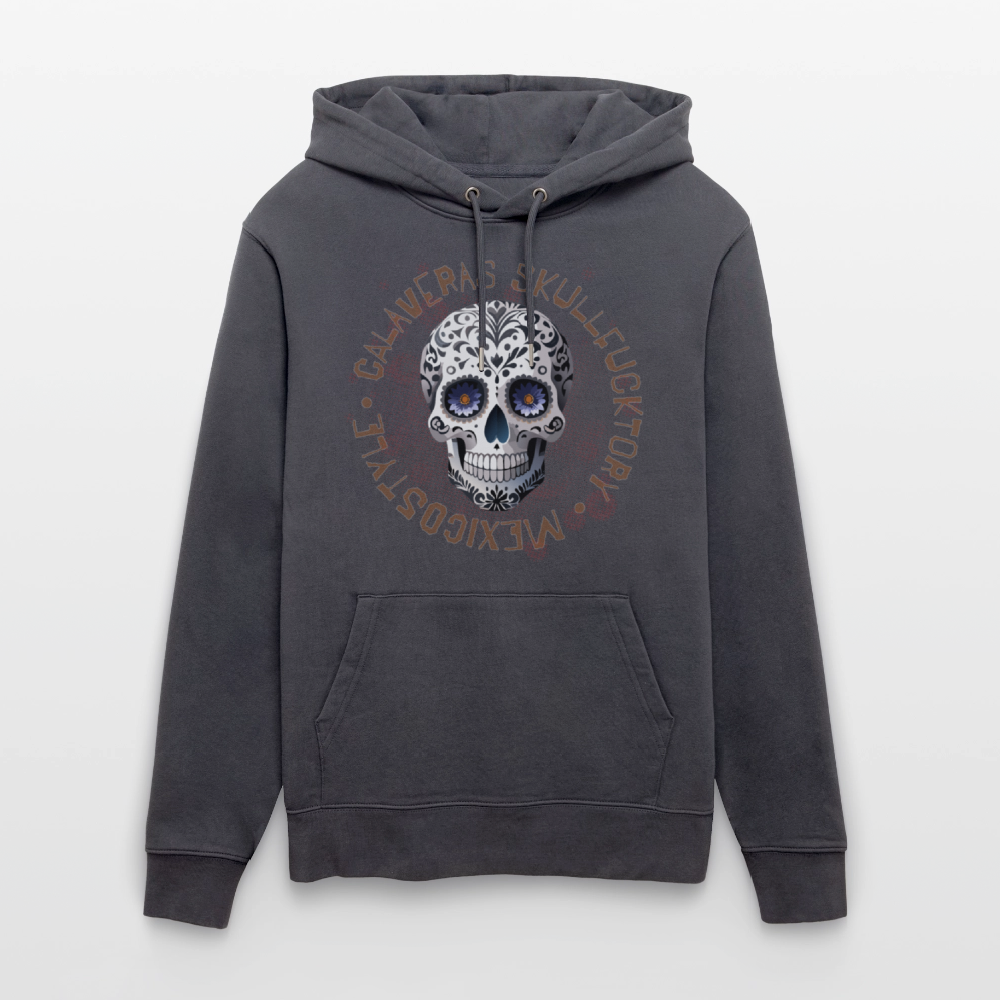 Unisex Hoodie mit CALAVERAS SKULL PRINT Vorderseite - Indigoblau