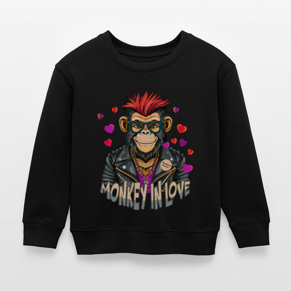 MNJS KIDS Mini Changer Bio Sweatshirt mit MONKEY IN LOVE PRINT - Schwarz
