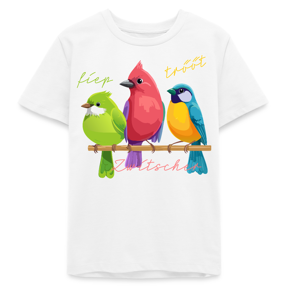 MNJS TEENS Bio T-Shirt mit ZWITSCHERGÄNG PRINT - Weiß