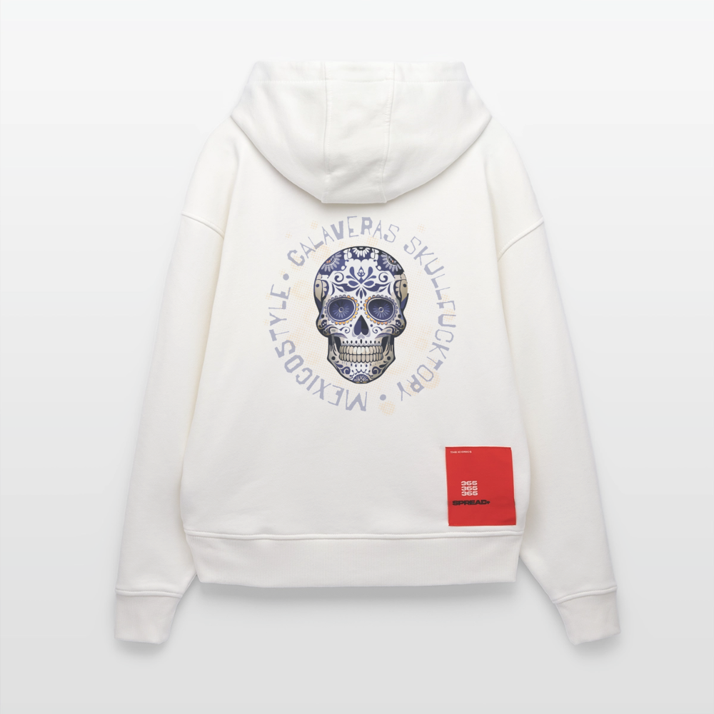 Heavyweight Oversized Organic Hoodie mit CALAVERAS SKULL PRINT - OFF WHITE