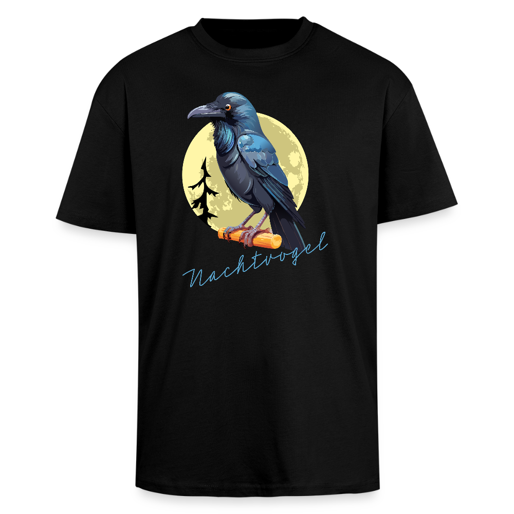 Heavy Oversize T-Shirt mit NACHTVOGEL PRINT - Schwarz