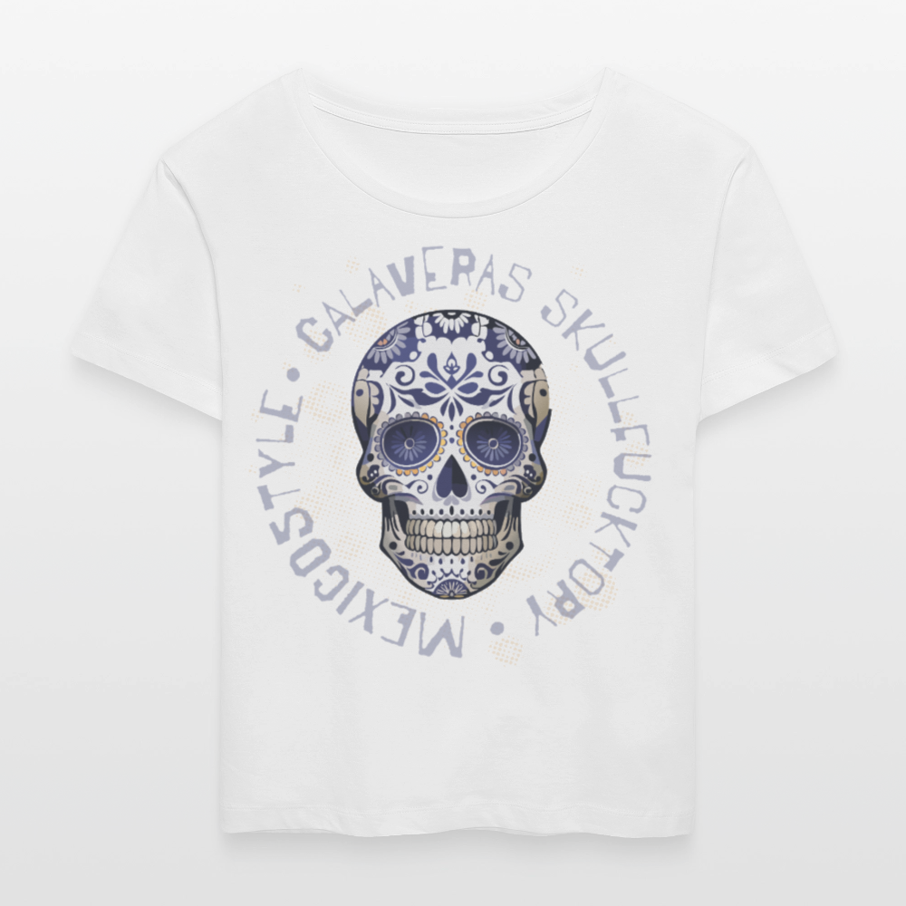Frauen T-Shirt mit CALAVERAS SKULL PRINT - Weiß
