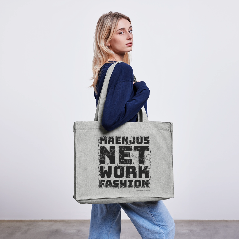 Recycelter Shopping Bag mit MAENJUS NETWORK FASHION PRINT - Grau meliert