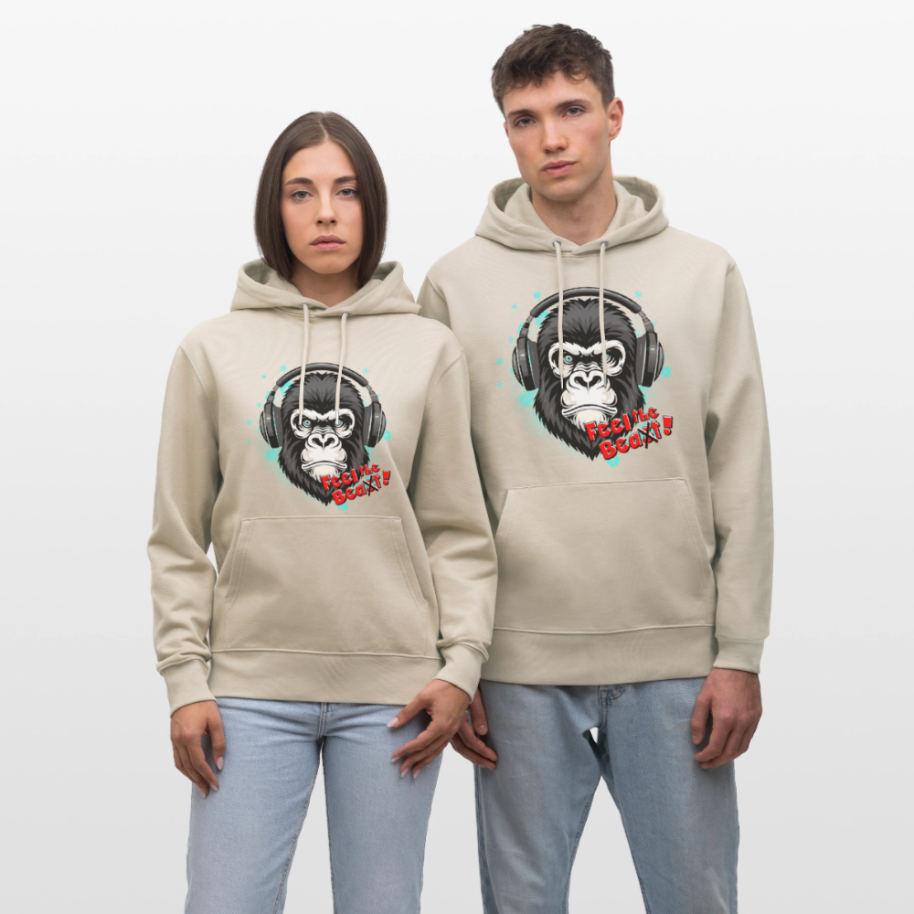 Unisex Hoodie mit FEEL THE BEA(S)T PRINT - Beige