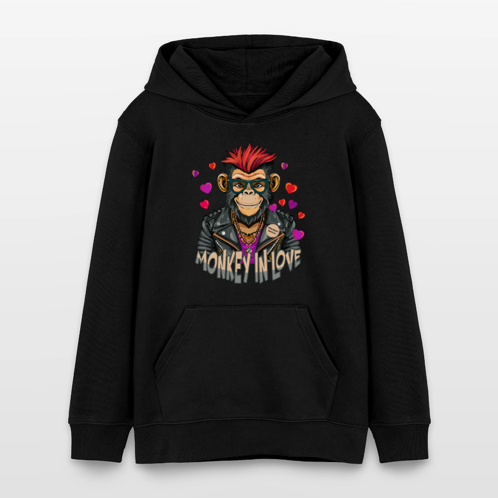 MNJS TEENS Bio-Hoodie mit MONKEY IN LOVE PRINT - Schwarz