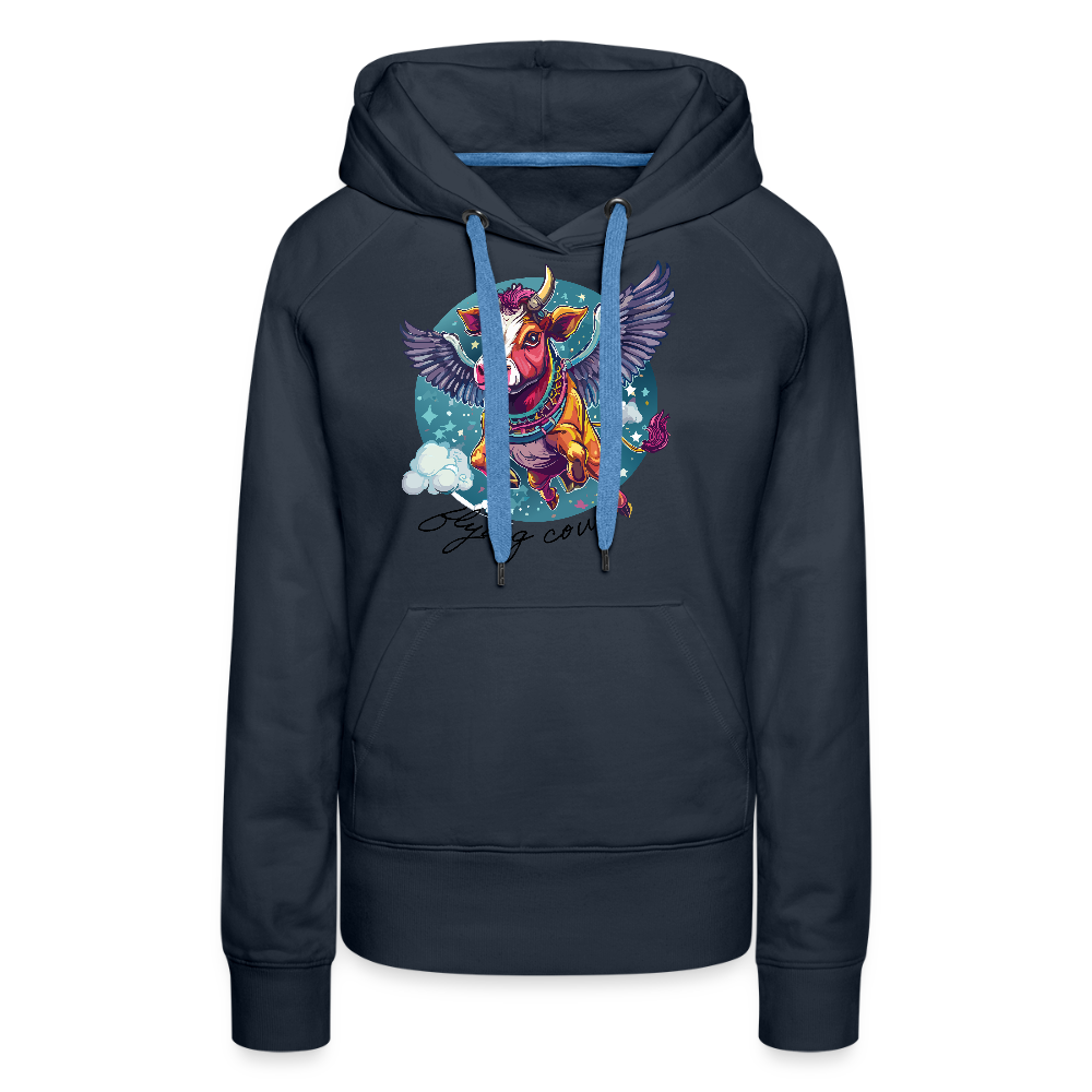 Frauen Premium Hoodie mit FLYING COW PRINT - Navy