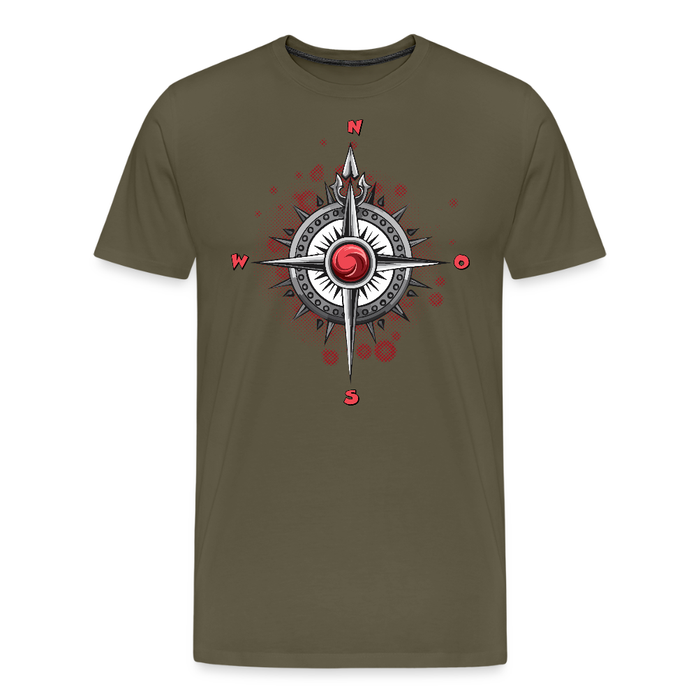 Männer Premium T-Shirt mit WINDROSE PRINT - Khaki