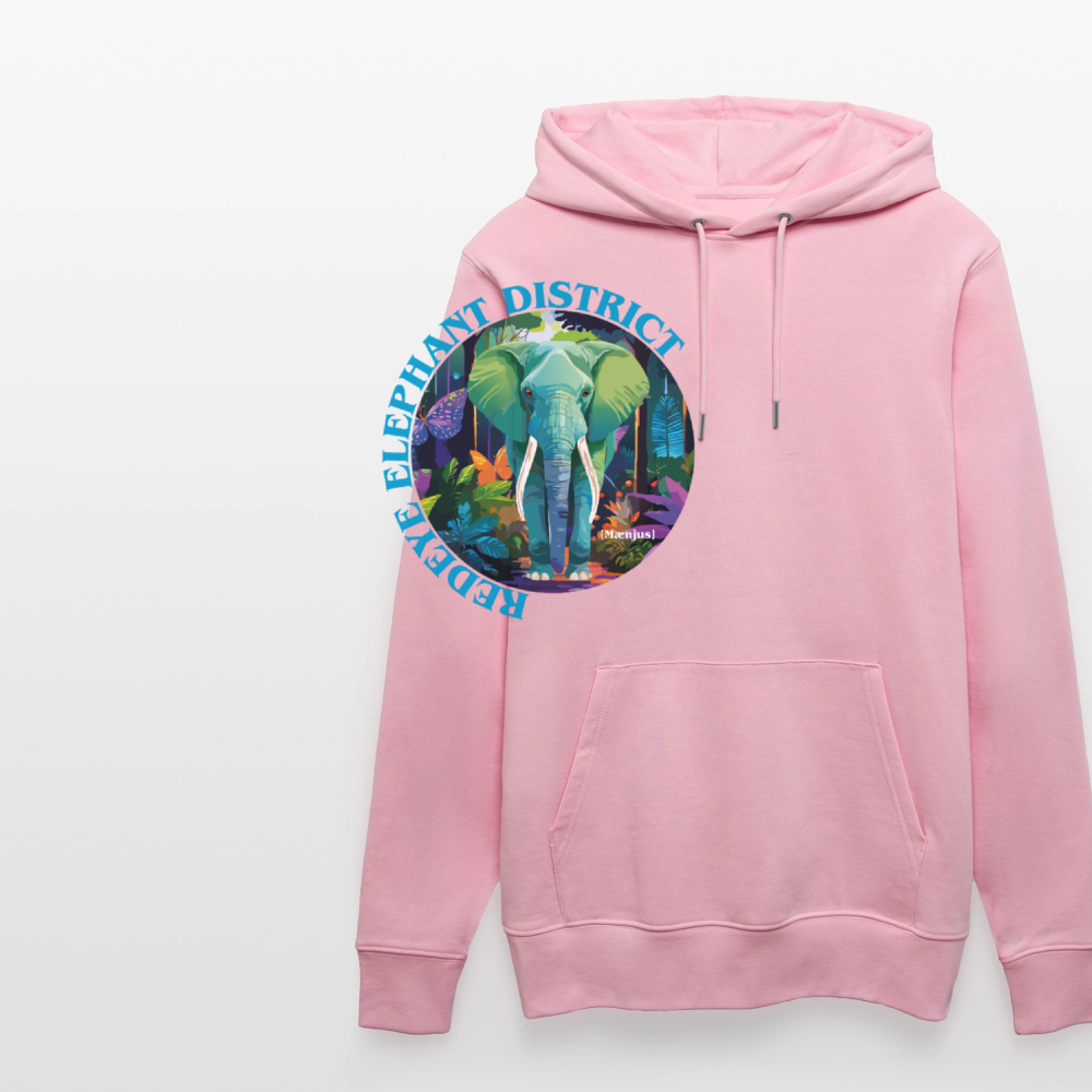 Unisex Bio-Hoodie mit REDEYE ELEPHANT DISTRICT PRINT - Hellrosa