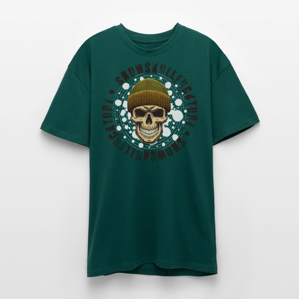 Heavy Oversize T-Shirt mit SNOWSKULL braun PRINT - hunter Green