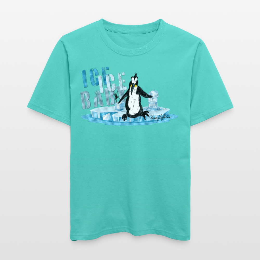 Unisex Bio-T-Shirt mit ICE ICE BABY PINGUIN PRINT - Poolblau