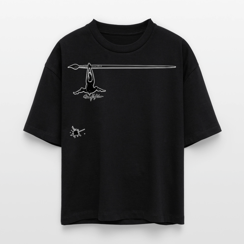 Frauen Boxy Bio-T-Shirt mit MÄNNLE PRINT - Schwarz