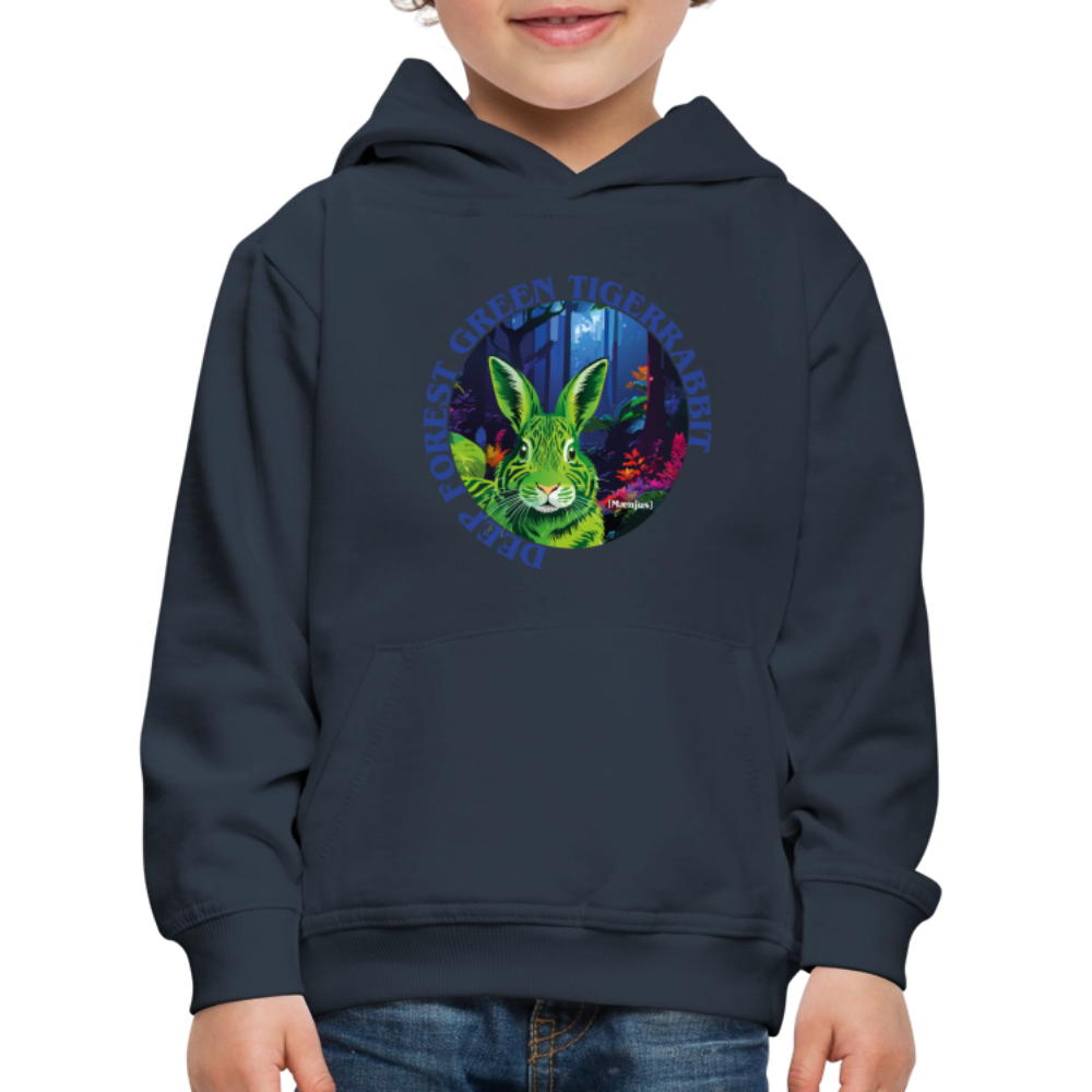 MNJS KIDS Premium Hoodie mit DEEP FOREST GREEN TIGERRABBIT PRINT - Navy