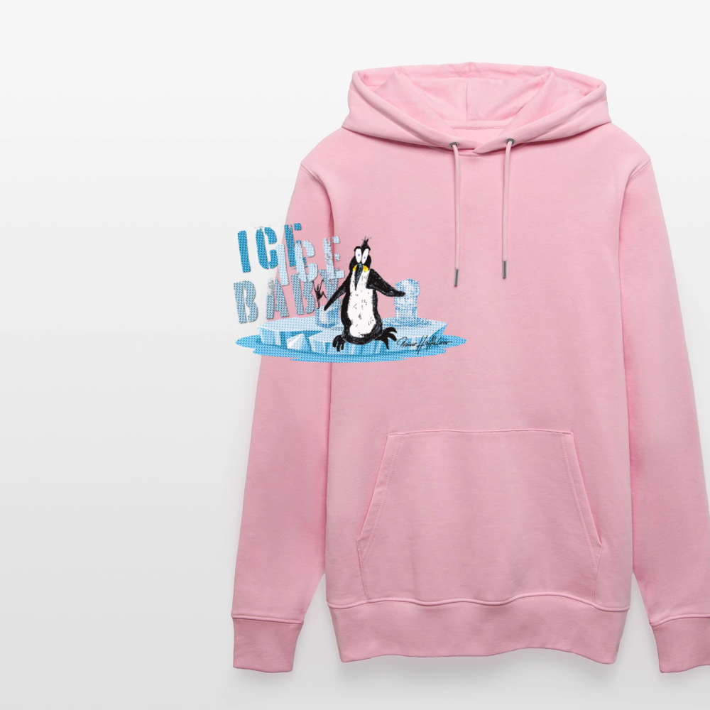 Unisex Bio-Hoodie mit ICE ICE BABY PINGUIN PRINT - Hellrosa