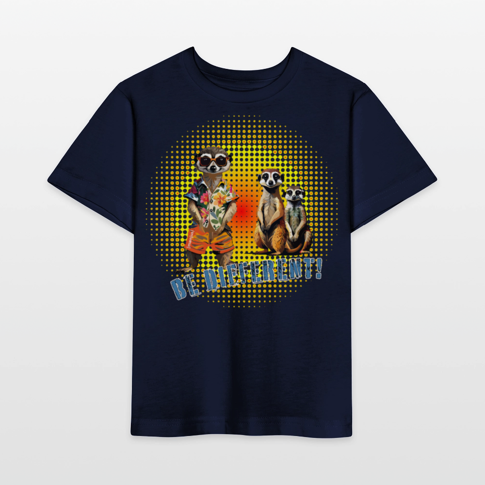 MNJS KIDS Bio T-Shirt mit BE DIFFERENT PRINT - Navy