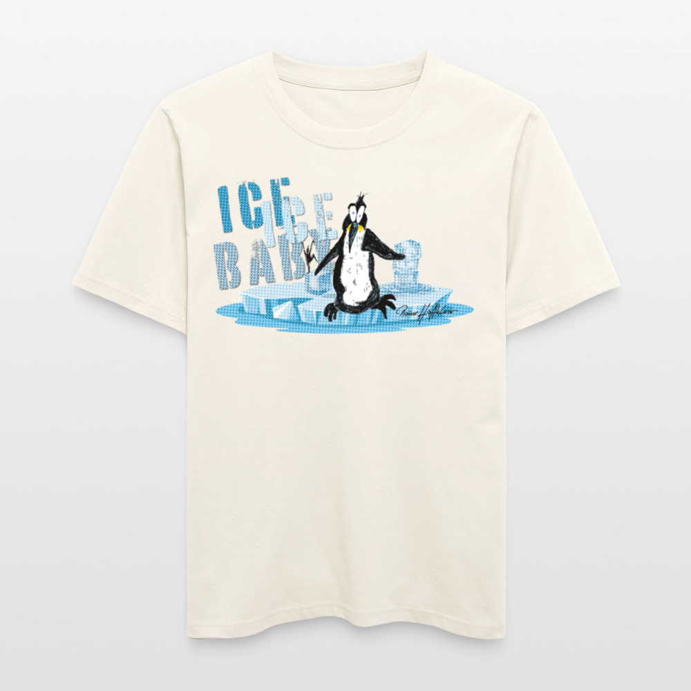 Unisex Bio-T-Shirt mit ICE ICE BABY PINGUIN PRINT - Naturweiß