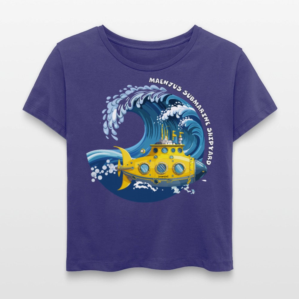 Relaxed Rundhals Frauen Bio-T-Shirt mit MAENJUS SUBMARINE SHIPYARD PRINT - Dämmerung