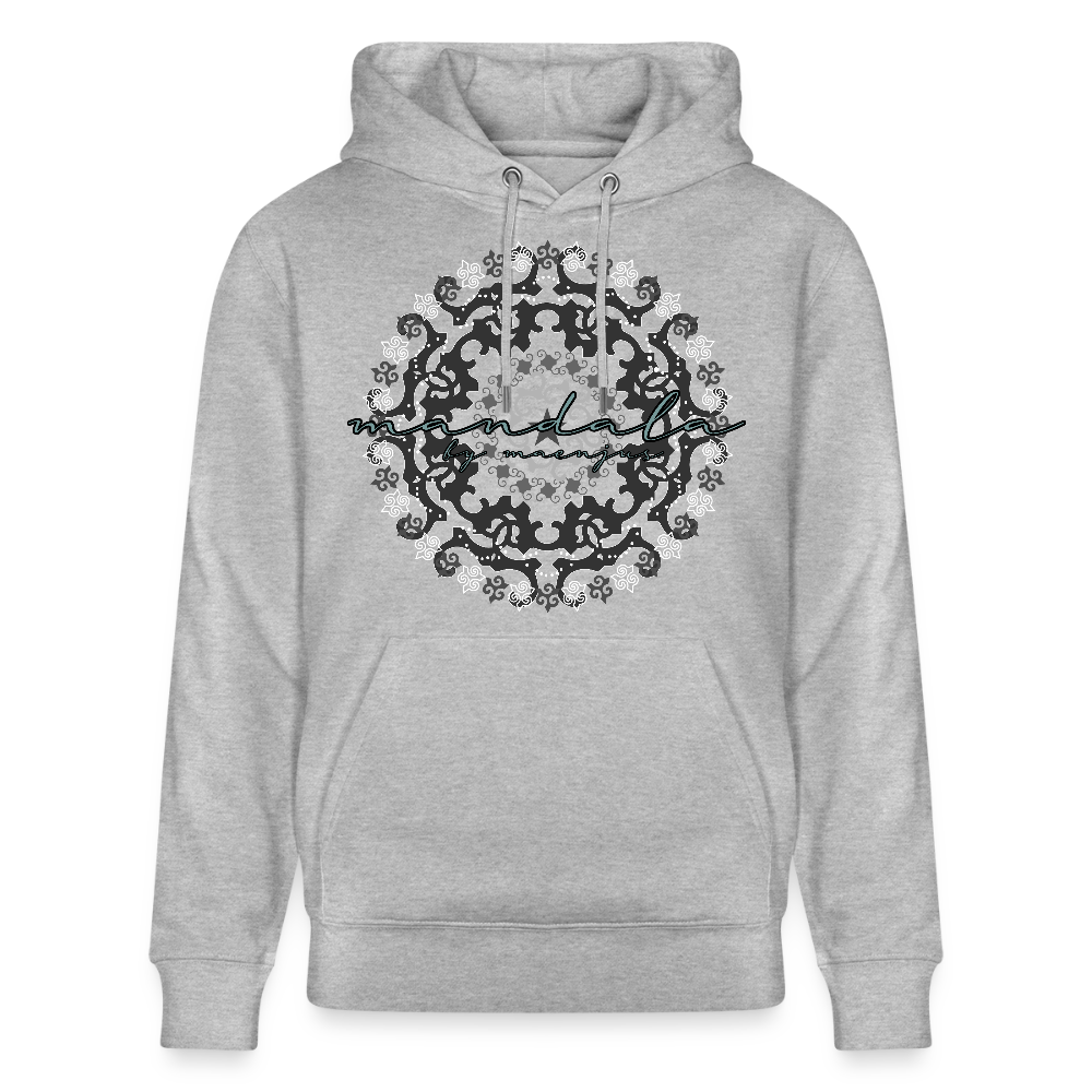 Unisex Bio-Hoodie mit BLACK MANDALA PRINT - Grau meliert