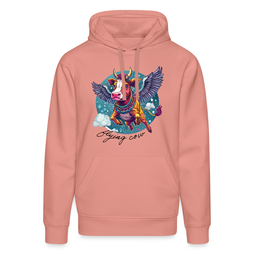 Unisex Bio-Hoodie mit FLYING COW PRINT Vorderseite - Altrosa
