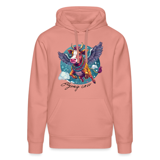 Unisex Bio-Hoodie mit FLYING COW PRINT Vorderseite - Altrosa