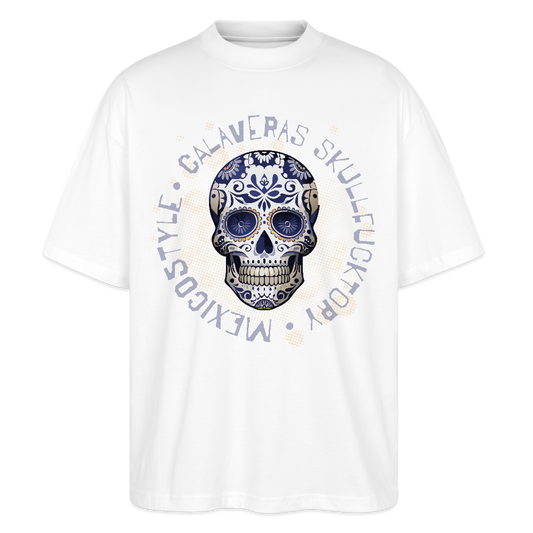 Oversized Unisex T-Shirt mit CALAVERAS SKULLPRINT - Weiß