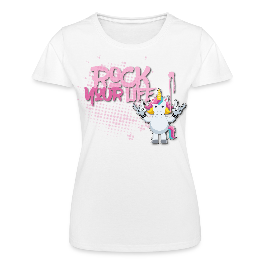 Frauen-T-Shirt mit ROCK YOUR LIFE PRINT - Weiß
