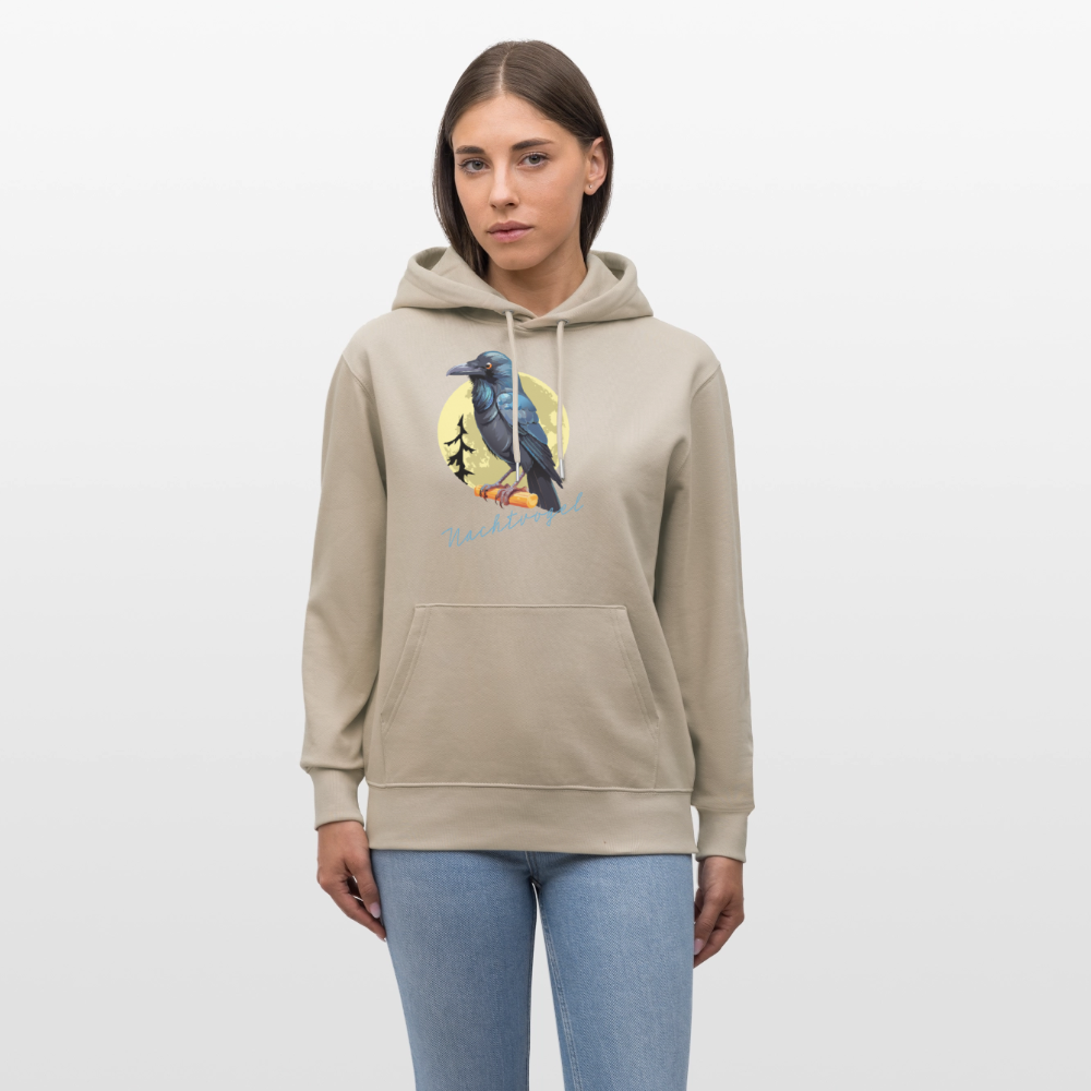 Unisex Hoodie mit NACHTVOGEL PRINT - Beige