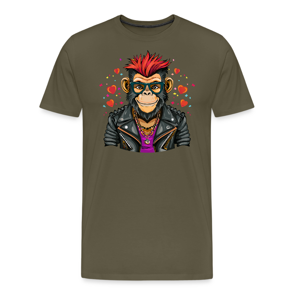 Männer Premium T-Shirt mit MONKEY IN LOVE PRINT - Khaki