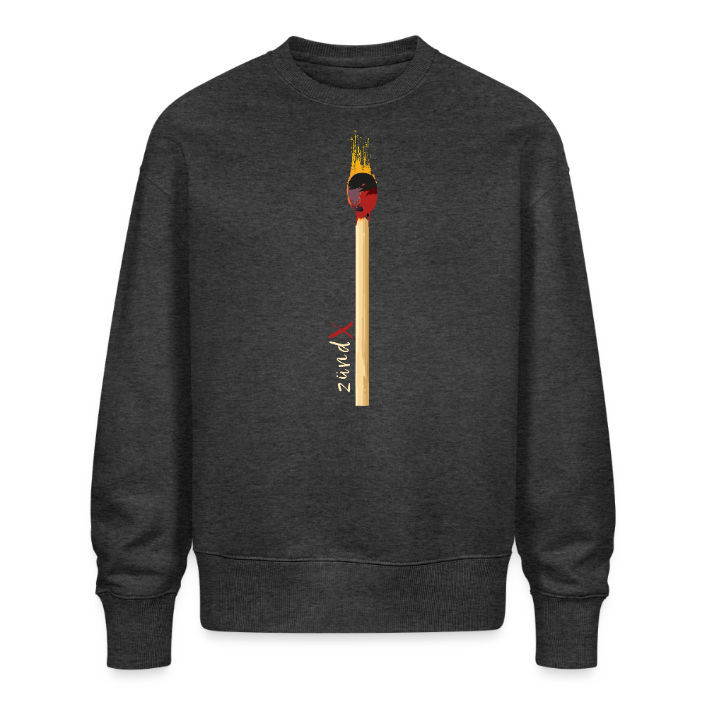 Unisex Oversize Pullover mit zündX PRINT - Dunkelgrau meliert