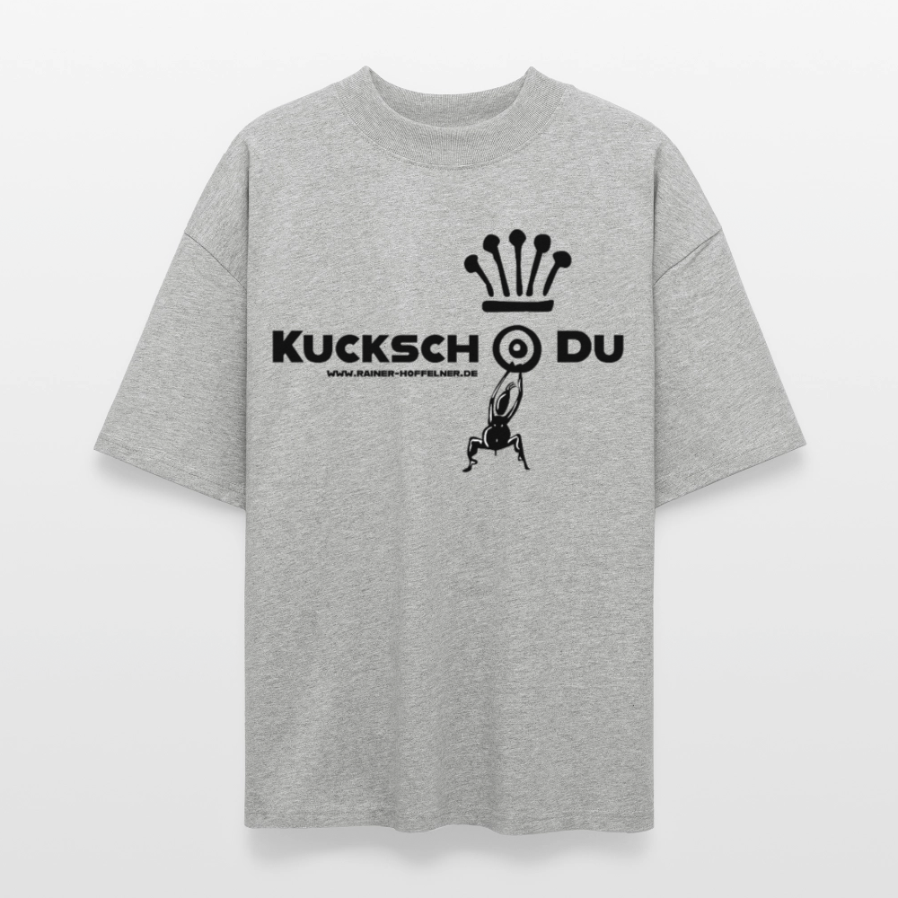 Oversized Unisex T-Shirt mit KUCKSCH DU PRINT - Grau meliert