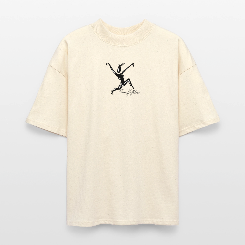 Oversized Unisex Bio T-Shirt mit TUSCHEWEIBCHEN PRINT - Weißgrau