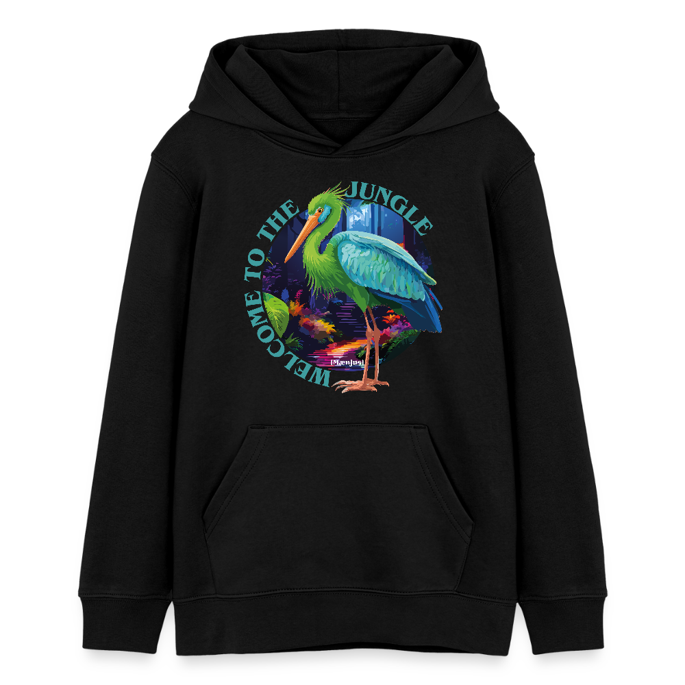 MNJS TEENS Bio-Hoodie mit WELCOME TO THE JUNGLE PRINT - Schwarz