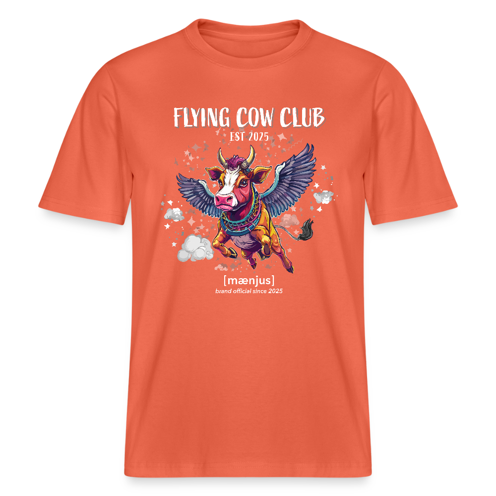 Unisex Bio-T-Shirt mit FLYING COW CLUB PRINT Vorderseite - Hellrot