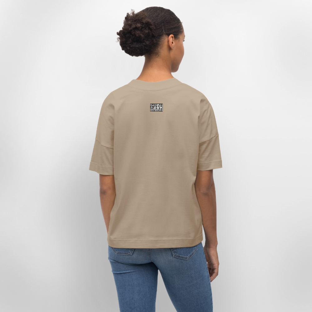 Oversized Unisex Bio T-Shirt mit SNOWSKULL FUCKTORY PRINT - Steingrau