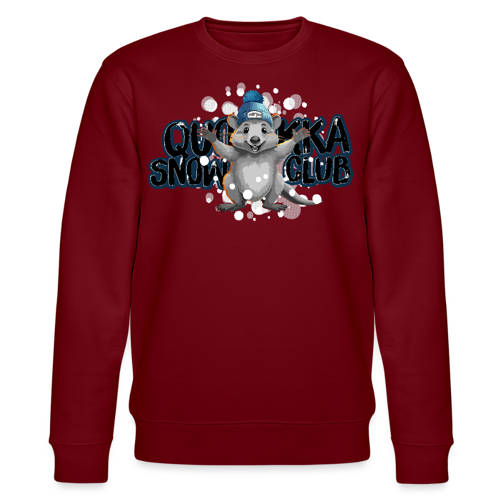 Unisex Bio-Sweatshirt mit QUOKKA SNOWCLUB PRINT - Burgunderrot