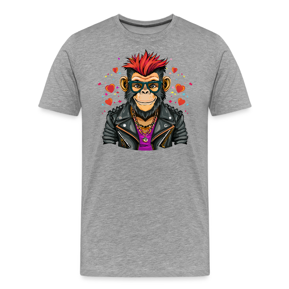Männer Premium T-Shirt mit MONKEY IN LOVE PRINT - Grau meliert