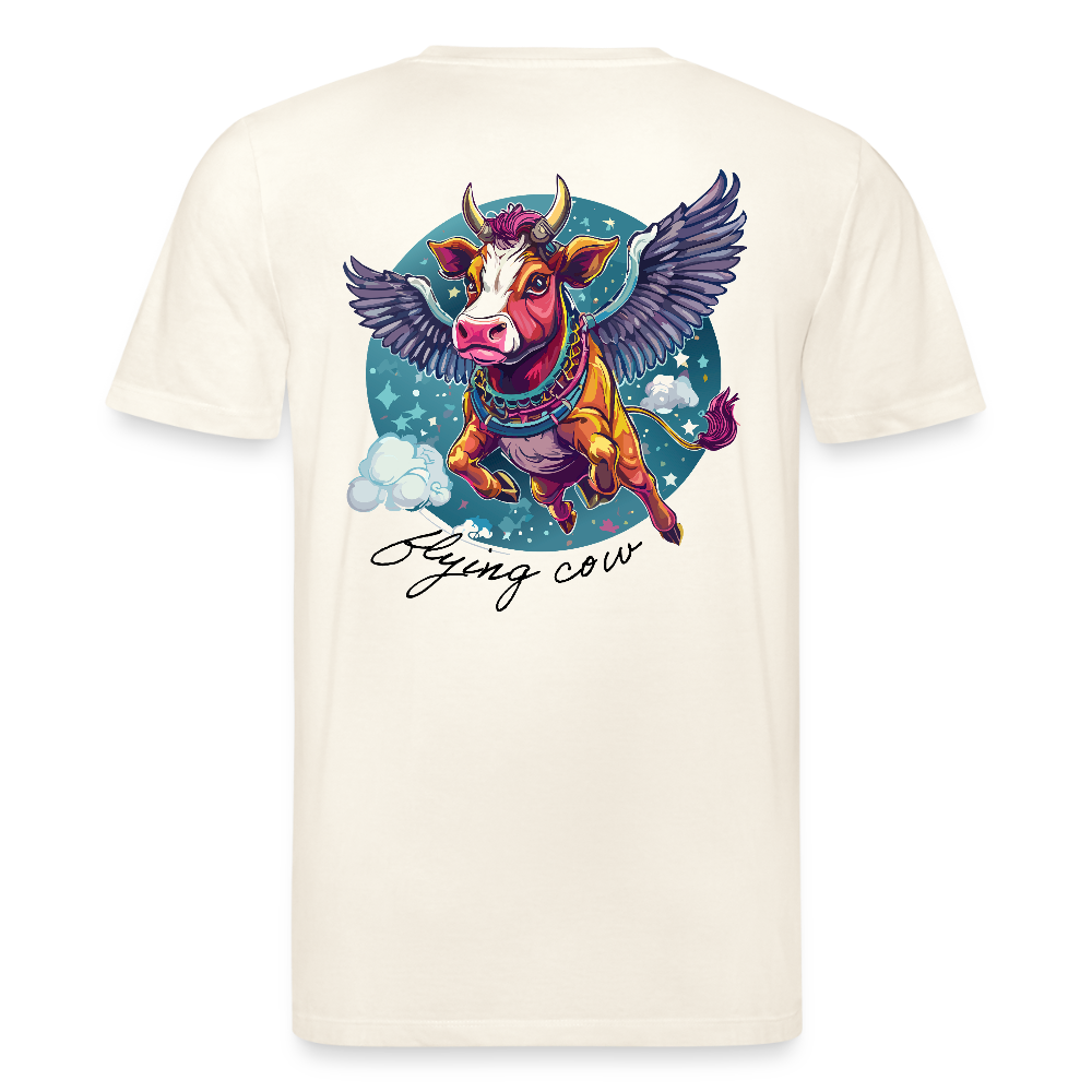Unisex Bio-T-Shirt mit Flying Cow Print Rückseite - Naturweiß
