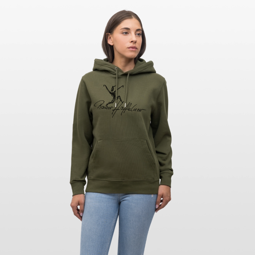Unisex Bio-Hoodie mit TUSCHEWEIBCHEN PRINT - Khaki Grün